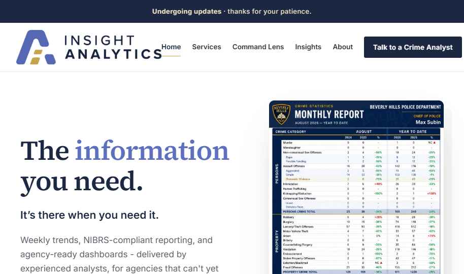 Insight Analytics homepage